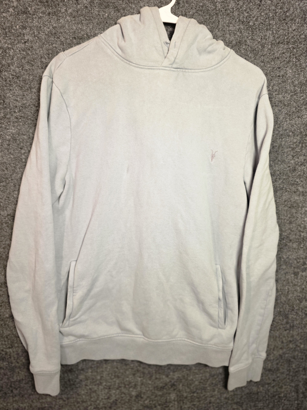 ALLSAINTS Light Blue Embroidered Ramskull Pullover Hoodie Medium